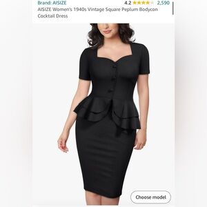 VINTAGE INSPIRED Pencil Skirt Peplum Dress